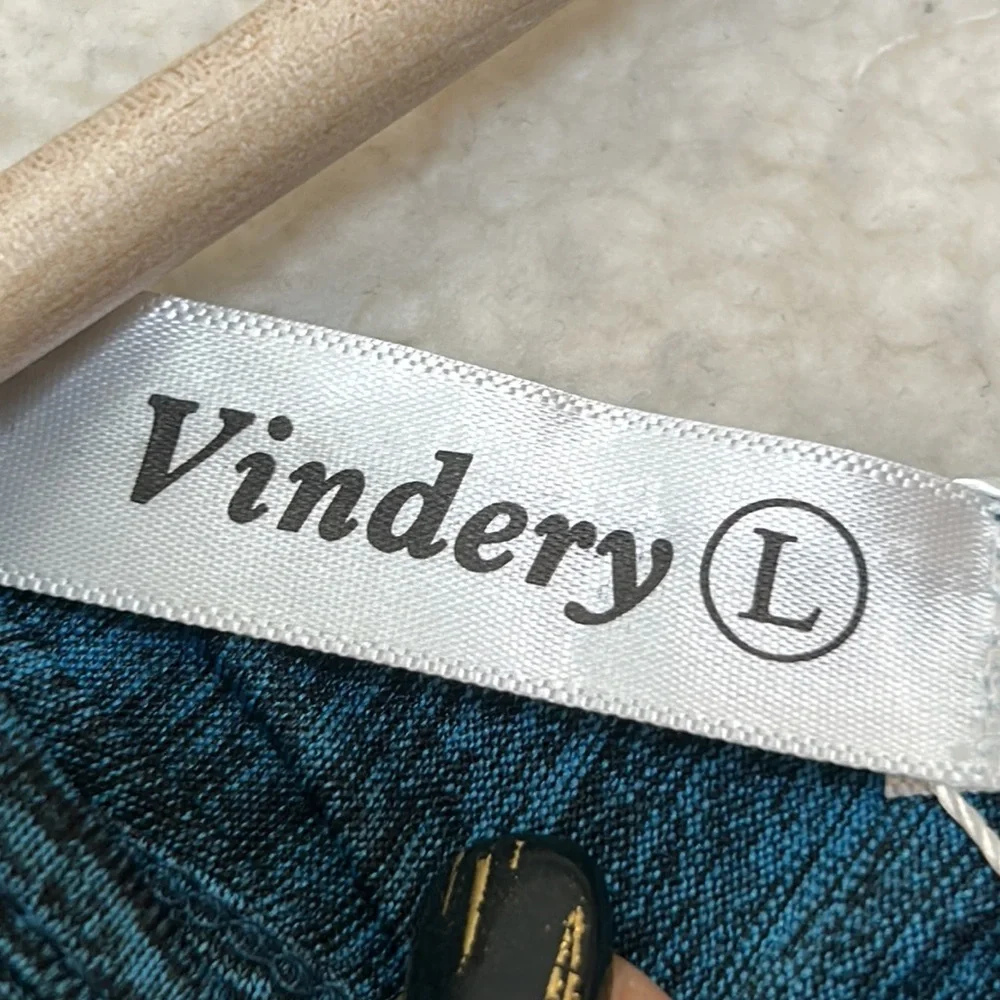 NWT Vindery Womens Blue Space-Dye Stretch Racerback Tank Top L LARGE - Picture 2 of 4